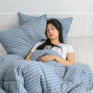 침구 안티더스트 잠트리 차렵 이불베개세트 스트라이프 그레이 Q 클래식