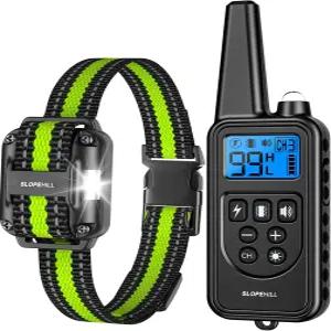 7가지 훈련 모드가 있는 반려견 칼라 4200피트 원격 전자 충격 소형 중형 대형견용 전기 칼라(녹색)