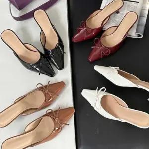 여성 리본 모임 여성신발 뮬 구두 클래식 슬링 연말 슬리퍼 형