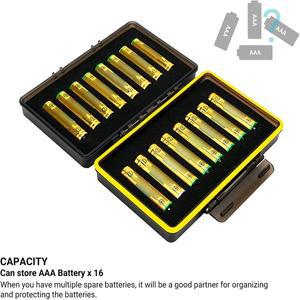 호환 JJC AAA 트리플 A 배터리 보관 케이스  거치대 정리함 하드 플라스틱 박스  16PCs 방수