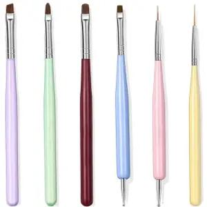 7PCS 네일 아트 브러시 폴리쉬 브러시가 포함된 디자인 페인팅 세트 라이너 익스텐션 젤 빌더 DIY 아트용