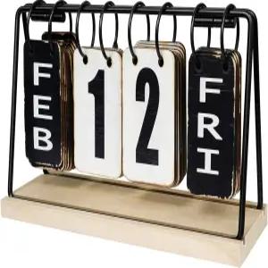 나무 책상 달력 2025 2026 스탠딩 플립 대형 디스플레이가 있는 빈티지 퍼페셜 홈 오피스 장식용 데일리