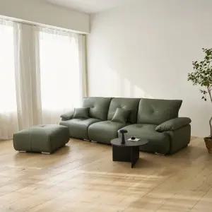 [우관제 갤러리] 가이아 4인 비건레더 가죽 모듈 소파+스툴