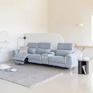 [우관제 갤러리] 덴버 4인 다우브 패브릭 리클라이너 소파+콘솔