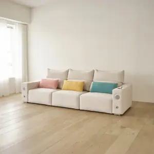 [우관제 갤러리] 클로에 4인 슬라이딩 다우브 패브릭 무빙 소파 베드 (홈바포함)