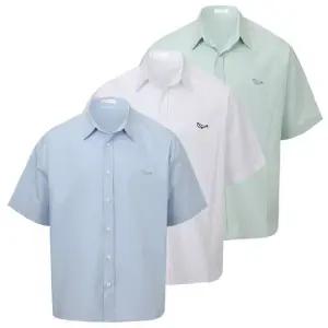 남자 돌핀 오버핏 코튼 카라넥 반팔 셔츠 RB-SHH-Q027-소라