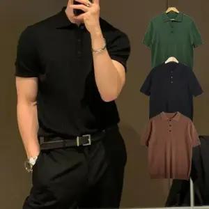 모던 카라넥 남성 반팔티 내추럴 여름 의류 BM-003 골지 상의 LED-BM-003