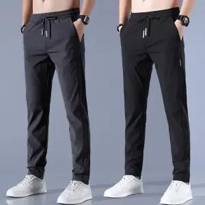 쿨원단 슬랙스형 여름바지 팬츠 남성 허리밴딩 슬림핏