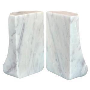 USIA 화이트 마블 북엔드 - 선반용 9.8파운드의 헤비 듀티 스톤 북엔드, 모던 장식용 북 홀더 2종 세트 사무실, 도서관 또는 가정 프리미엄 핸드메이드