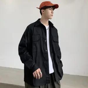 포켓 긴소매 셔츠 블라우스 남방 남자 오버핏 무지