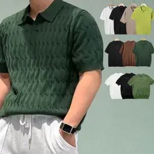 캐주얼하고 카라 패션 여름 반팔티 시원한 멘즈 니트