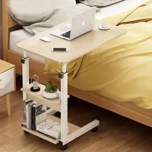 높이조절 침대테이블 이동식책상 테이블(선반형) (내추럴) 베이직 사이드