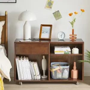 이동식 원목 앤티크 사이드테이블 (90cm) 수납장