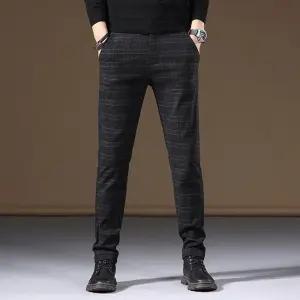 팬츠 밴딩 바지 체크 슬림핏 슬렉스 남자 일자 남성