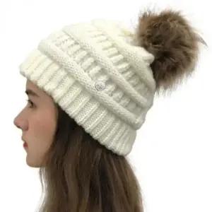 여성 니트 비니 모자 털 방울 겨울