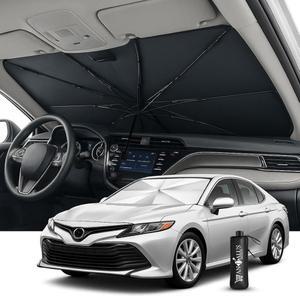 안달루스 브랜드 자동차, SUV 및 트럭용 윈드실드 선쉐이드 u2013 접이식 우산 자동차용 선바이저, 보관 파우치 포함 열 자외선 보호기(중형(56x31인치)