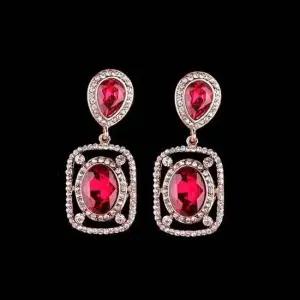 보석 다이아 큐빅 엔틱 귀걸이-레드OC 엔틱귀걸이 드롭귀걸이 큰귀걸이 보석귀걸이 큐빅귀걸이
