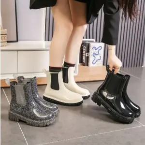 여성 키높이 첼시 미들 레인부츠 반장화 장마철 신발 레인부츠 여성미들레인부츠