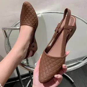 체크 여성 웨지 젤리 슈즈 미들 샌들 여성뮬 블로퍼 웨지샌들 웨지힐 여자구두 여성구두