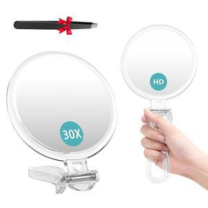 [미국배송] 손잡이가 달린 여행용 AUXMIR 1X/30X 돋보기 양면 돋보기 및 핀셋 화장 면도 접이식 휴대용