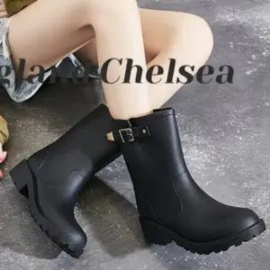 여성 여름 레인부츠 스타일 벨트 한국형 우비 신발 첼시부츠 장화부츠 여름장화 레인부츠