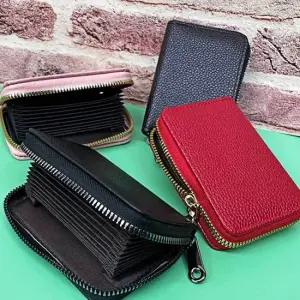 지퍼형 아코디언 카드지갑 브라운 아코디언카드지갑 카드홀더 가죽카드지갑