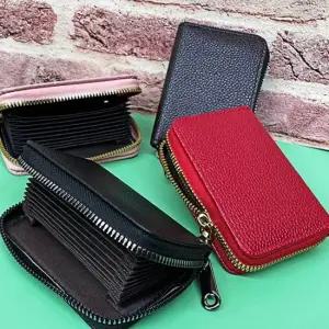 지퍼형 아코디언 카드지갑 블랙 가죽카드지갑 카드홀더 가죽카드지갑 여성카드지갑