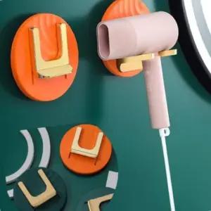 접착드라이선반 거실드라이홀더 무타공 접이식 드라이기 거치대 주황 드라이기거치대