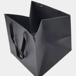 무지종이가방 네모쇼핑백 정사각형 쇼핑백 블랙 대형 종이봉투 종이쇼핑백 선물쇼핑백