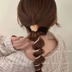 하트 구슬 장식 전화선 스프링 디자인 머리끈 헤어끈 곱창머리끈 곱창밴드 리본머리끈