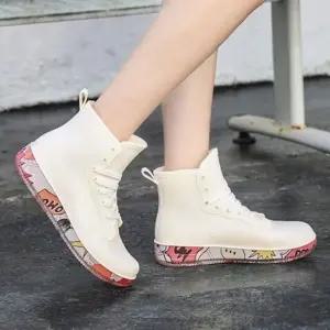 여성용 레인워커 하이탑 운동화 245mm 화이트 하이탑운동화 레인부츠 레인운동화