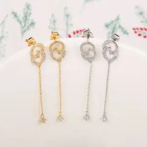 시후주얼리 서클 레이어드 시뮬럿다이아 드롭 귀걸이 EC345E 우아한귀걸이 골드귀걸이