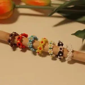 GGD 비즈 빅 플라워 컬러 삐삐 반지 반지세트 믹스반지 패션반지 데일리반지