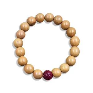 경면주사 복숭아 나무 염주 팔찌 우드) 염주팔찌 염주 불교팔찌 불교 나무염주 경면주사