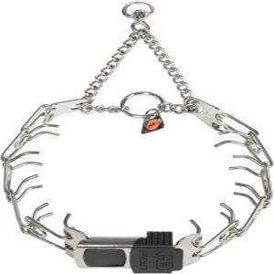 퀵 릴리스 클리클 버클 및 회전 링이 있는 에르름 스프렌저 반려견 훈련용 프롱 칼라 길이 조절 가능한