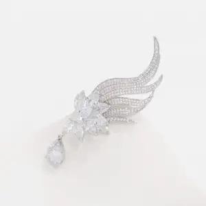 여자 럭셔리 주얼리 물방울 드롭 깃털 브로치_3