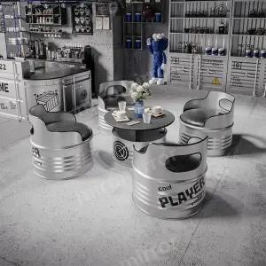 세트 인더스트리얼 깡통 술집 깡통테이블 의자 원형 테이블