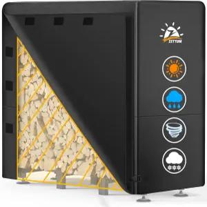 제툼 장작 선반 커버 4피트 - 600D 목재 방수 및 헤비 듀티 야외 통나무 파일 홀더 표준 화목 스탠드 보관