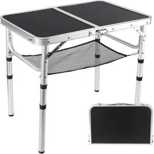 유피페리 작은 접이식 테이블 2피트 휴대용 캠핑 메시 홀더 가벼운 알루미늄 조절 높이 피크닉 실내 야외용