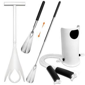 노인을 위한 양말 보조 장치 및 신발 뿔 키트 - 도우미 쉽게 신고 벗을 수 있음, 장치, 구부러지지 않음, 조절 가능한 연장된 긴 등 스크래처 고령자용