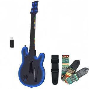 PS4 / PS3 PC용 라이빅스 기타 히어로 컨트롤러, 히어로, 클론 록 밴드, 포트나이트 페스티벌과 호환되는 무선 충전식 게임 교체 가능한 스트랩, RGB 라이트, 오디오 잭 포함