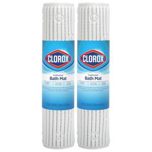 오리 브랜드 클로록스 쿠션 샤워 매트, 흡입 컵이 있는 미끄럼 방지 욕조 17인치 x 36인치, 흰색, 2팩