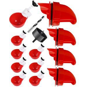 닭 모이통 및 급수기 세트, 8팩 컵 4팩 피더, DIY 자동 대형 급수기, 오리, 병아리, 기타 다양한 가금류에 적용 가능 매칭 드릴