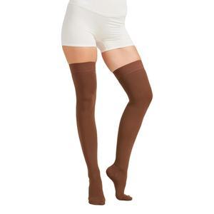 NURCOM 15-20 mmHg 용 압박 스타킹, 도트 실리콘 밴드, 클로즈드 토 허벅지 하이 양말, 여성 및 남성용, 정맥류, 부종, 브라운, 미디엄