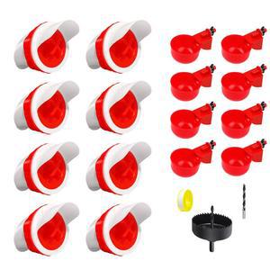 SJZNEWWOSM 폐기물 없는 닭 급식기 및 급수기 세트, 포트 8개, 물컵 DIY 자동 가금류 등급 방지, 방수