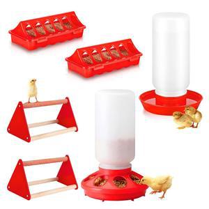 VibeHaven 6팩 병아리 급식기 및 급수기 세트 - 미니 퍼치가 있는 스타터 키트, 오리 /메추라기용 자동 닭 피더, 소형 가금류용 우육 용품