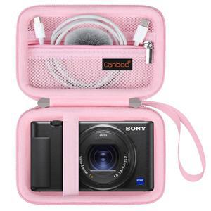 Canboc 소니 ZV-1 / ZV-1F II 디지털 카메라용 휴대용 케이스, 콘텐츠 제작자용 ZV1 셀프 영상 카메라 백, USB 케이블, 배터리에 맞는 지퍼 메시 포켓, 핑크