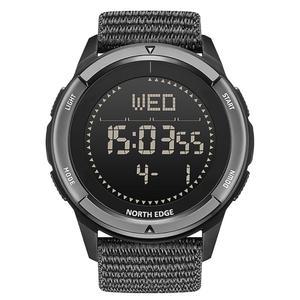 [미국배송] NORTH EDGE 서바이벌 워치 남성용 전술 군사 시계 디지털 손목 야외 스포츠 만보계 나침반 칼로리 내구성 나일론 스트랩