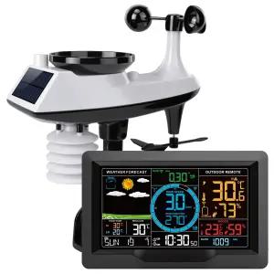 실외 센서가 장착된 무선 기상 관측소 10-in-1 풍속 및 강수량 게이지 온도 습도 모니터 기압계 일기 예보