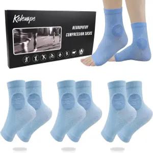 KOLEVAPE 3켤레 여성용 신경병증 양말 나노 컴플렉스 발목 소매 보호 탄력 피로 억제 발 브레이스
